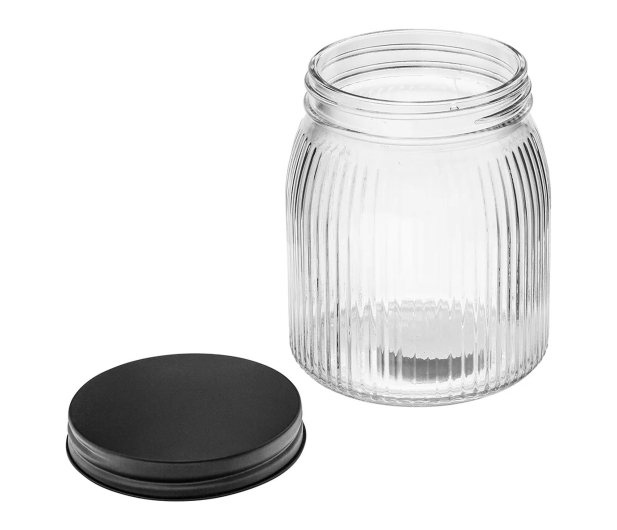 Altom Pojemnik szklany relief z pokrywą 950 ml czarny - 1580558 - zdjęcie 3